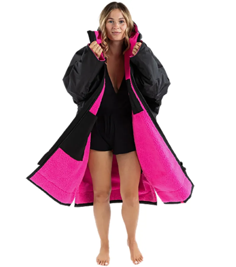 Dryrobe Adult Advance Long Sleeve Change Robe V3 Medium Black/Pink-3